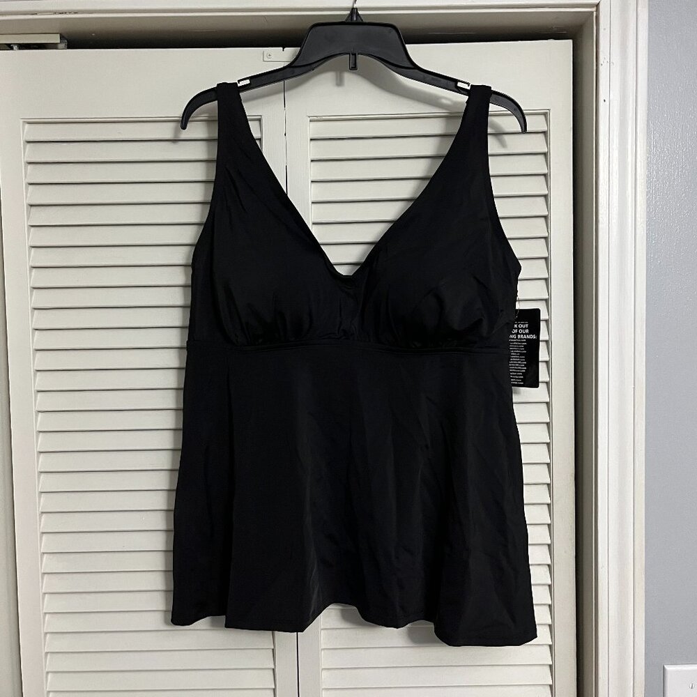 Swimsuits for All Ladies tankini swimsuit  flowy bathing suit top sz 18 black